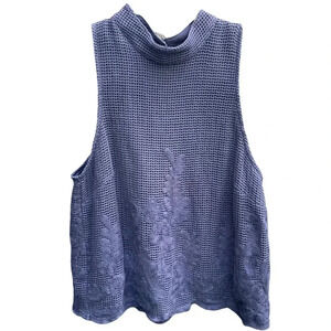 JOA Navy Embroidered Crop Top